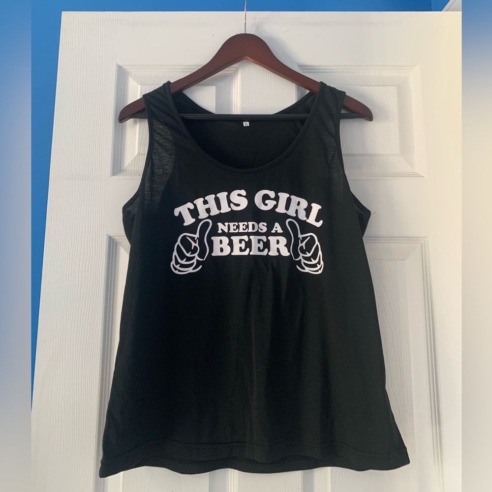Worn Once Funny Tank top “This girl needs a beer” 3X.